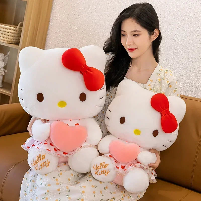 Amazingly Squeezy Sanrio Hello Kitty Love Heart Plushies in Sizes 40cm, 50cm & 60cm.