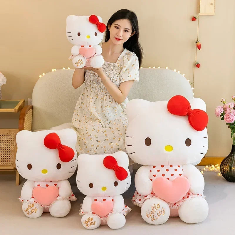 Amazingly Squeezy Sanrio Hello Kitty Love Heart Plushies in Sizes 40cm, 50cm & 60cm.