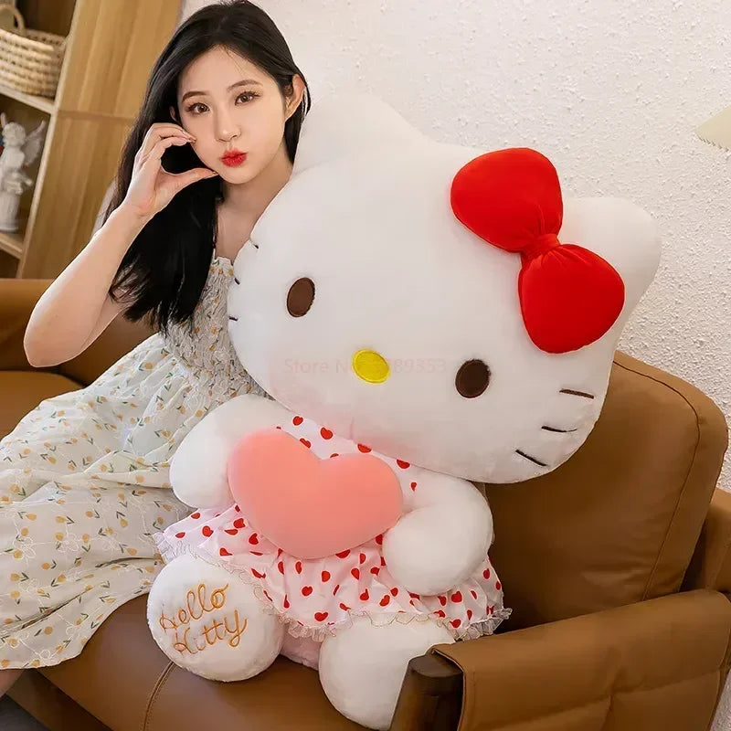 Amazingly Squeezy Sanrio Hello Kitty Love Heart Plushies in Sizes 40cm, 50cm & 60cm.