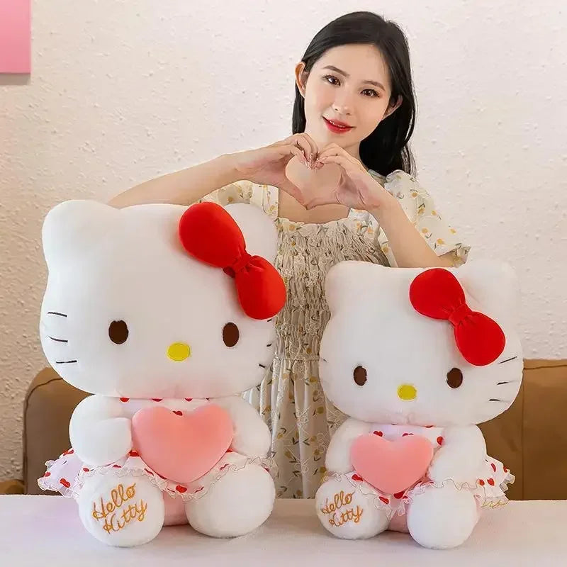 Amazingly Squeezy Sanrio Hello Kitty Love Heart Plushies in Sizes 40cm, 50cm & 60cm.