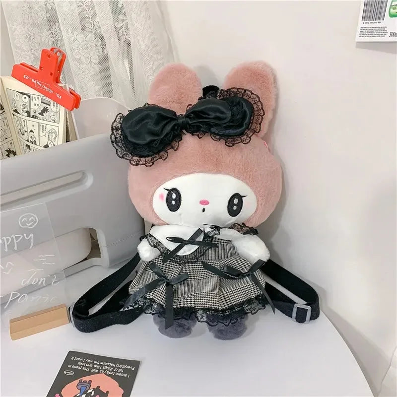 My Kawaii Sanrio Kuromi Lolita Plushie Backpack/Handbags/Slippers and Neck Pillow.