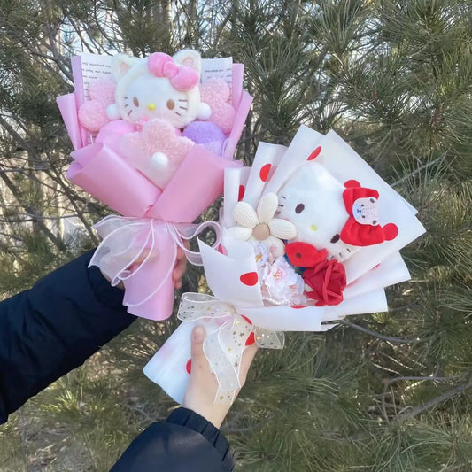 My Melody Kuromi Cinnamoroll Cat Plush Doll Creative Flower Bouquet. Choose out of 28 Bouquets.