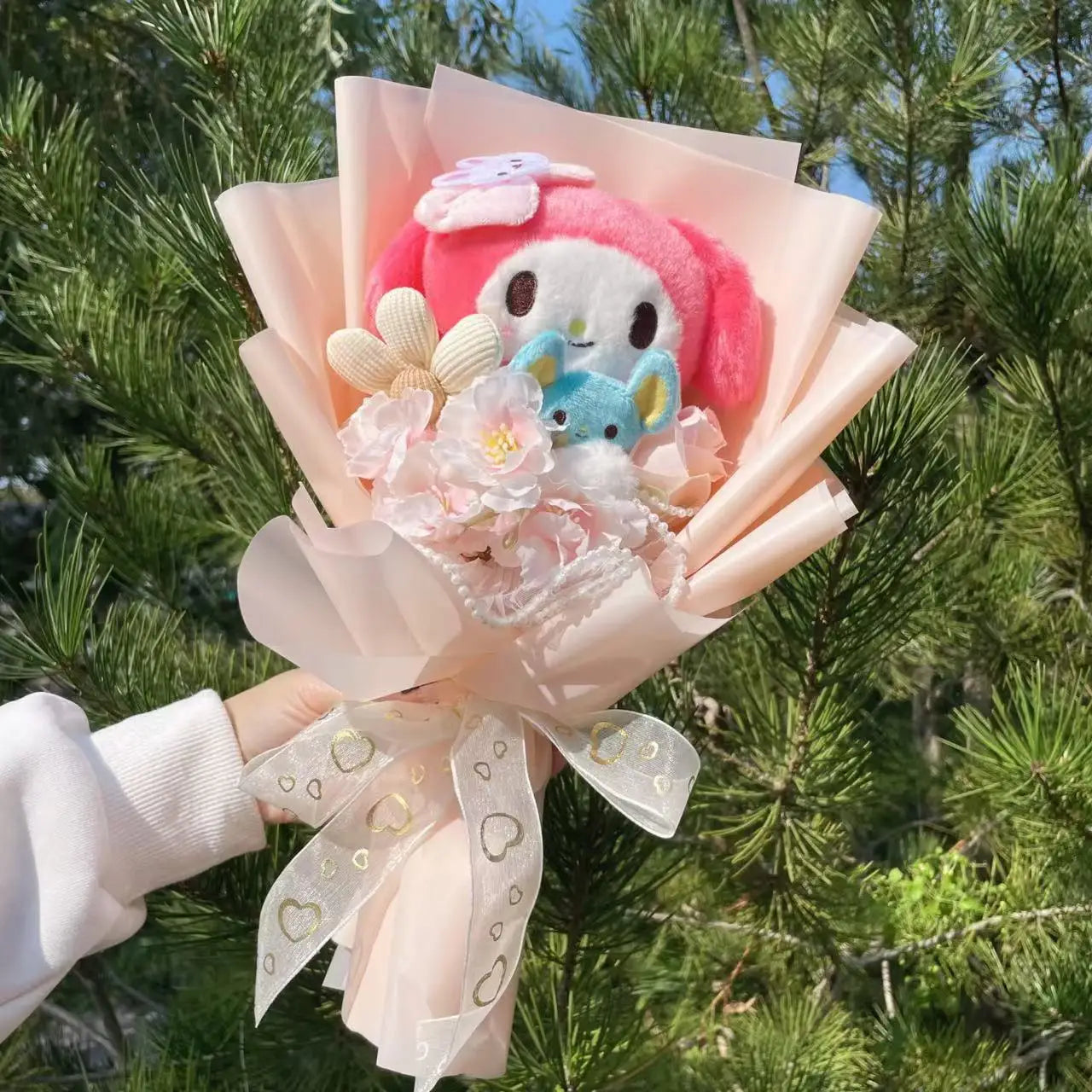 My Melody Kuromi Cinnamoroll Cat Plush Doll Creative Flower Bouquet. Choose out of 28 Bouquets.