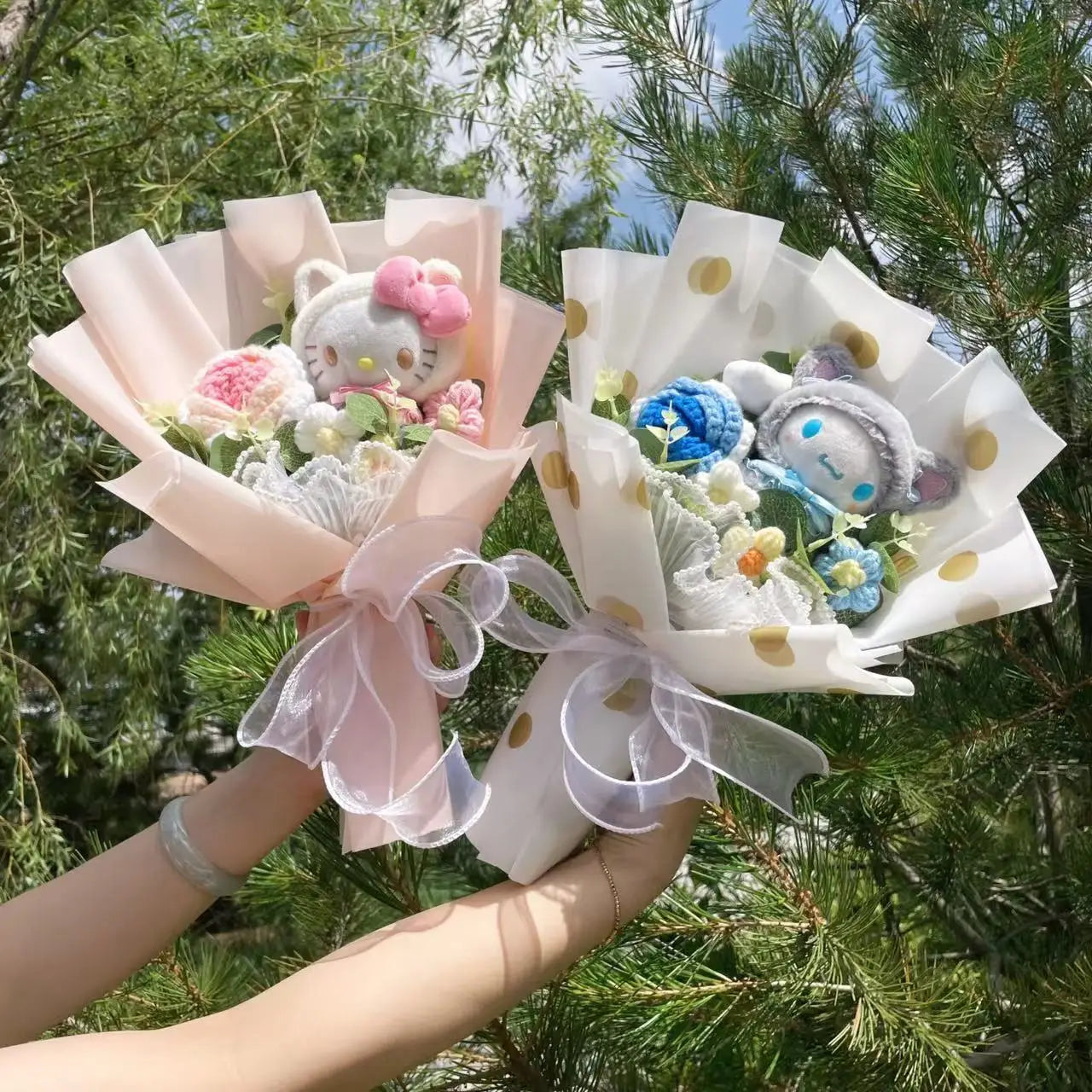 My Melody Kuromi Cinnamoroll Cat Plush Doll Creative Flower Bouquet. Choose out of 28 Bouquets.