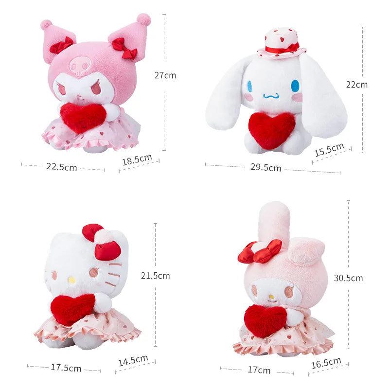 Sanrio Red Heart Hello Kitty Kuromi, Melody, Cinnamoroll & more...in 20cm.