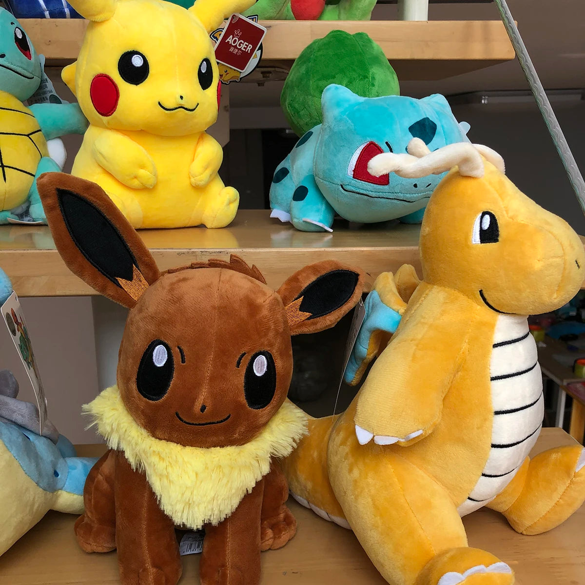 Your Favourite Collection of Pokemon Plushies. Pikachu, Charmander, Squirtle, Bulbasaur and many more! Choose Your Size!