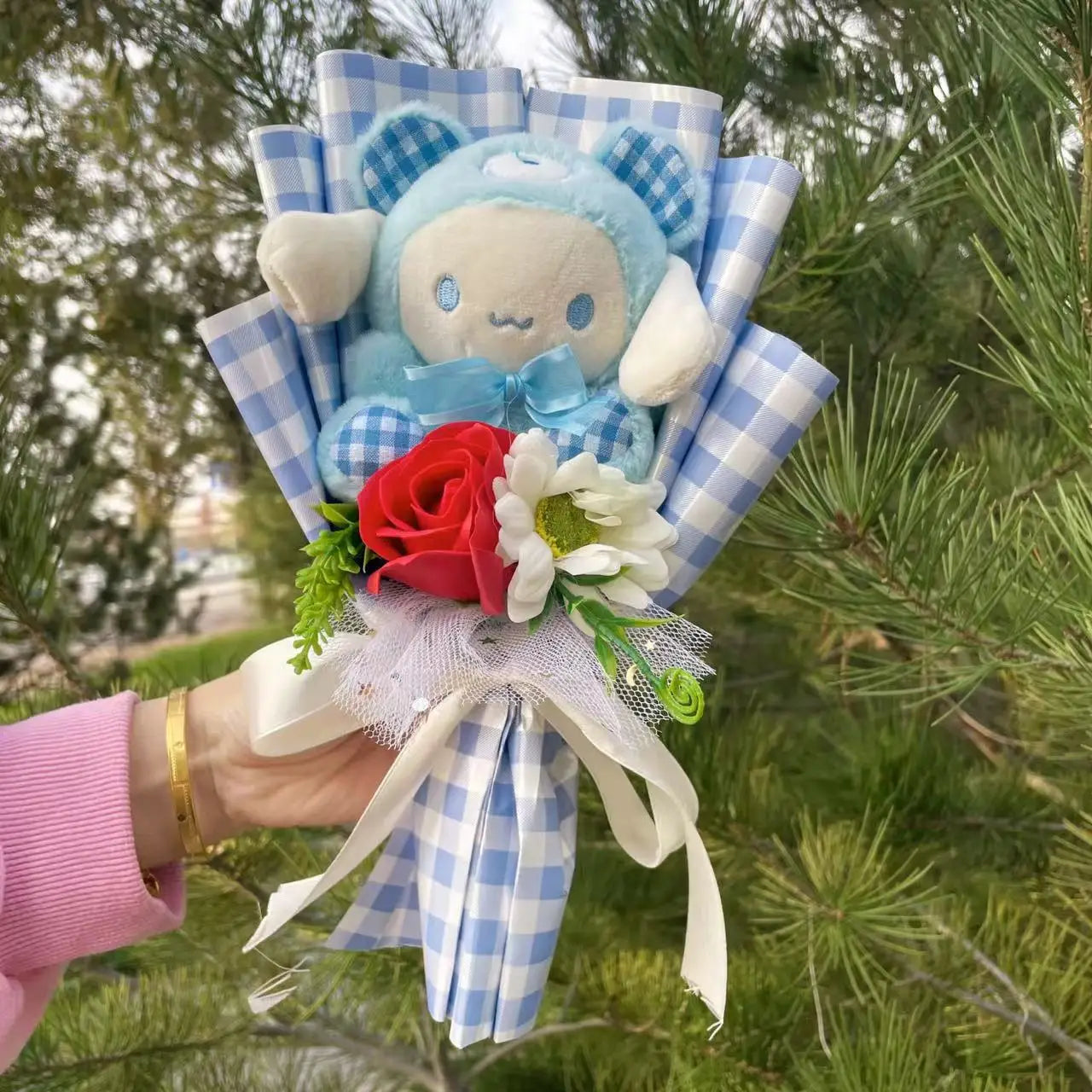 My Melody Kuromi Cinnamoroll Cat Plush Doll Creative Flower Bouquet. Choose out of 28 Bouquets.