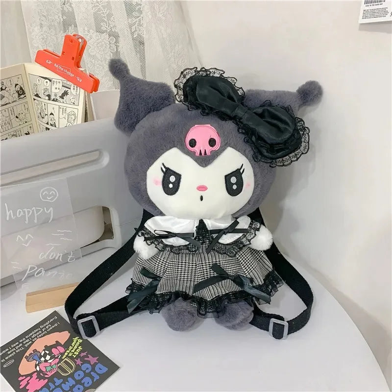 My Kawaii Sanrio Kuromi Lolita Plushie Backpack/Handbags/Slippers and Neck Pillow.