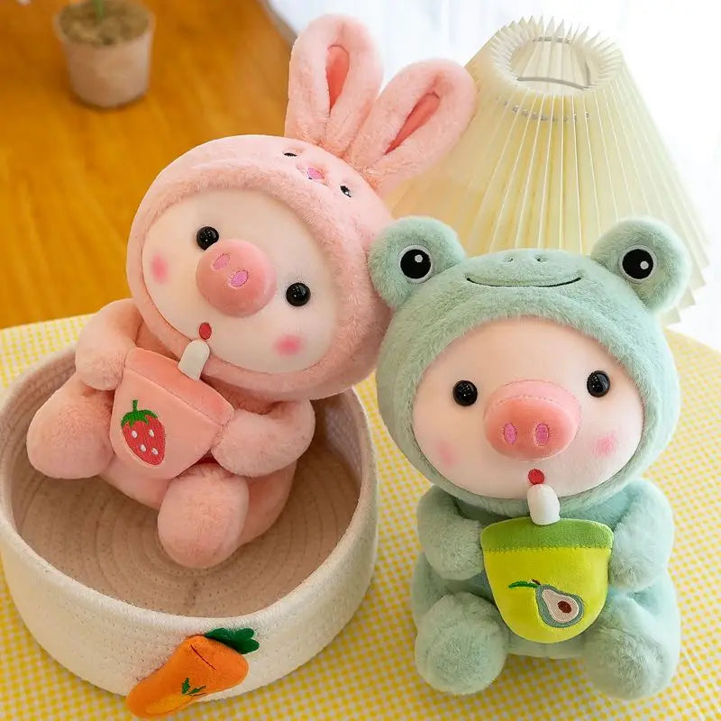 The Bestest Selection of Bubble Tea Piggy Plushies. Unicorns, Frogs and Rabbits. 25cm