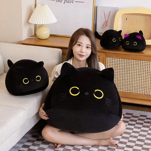 Black Kawaii Cat Plushie Pillow. 9cm Keychain/Pendants - to 55cm sized Cuddable Plushies