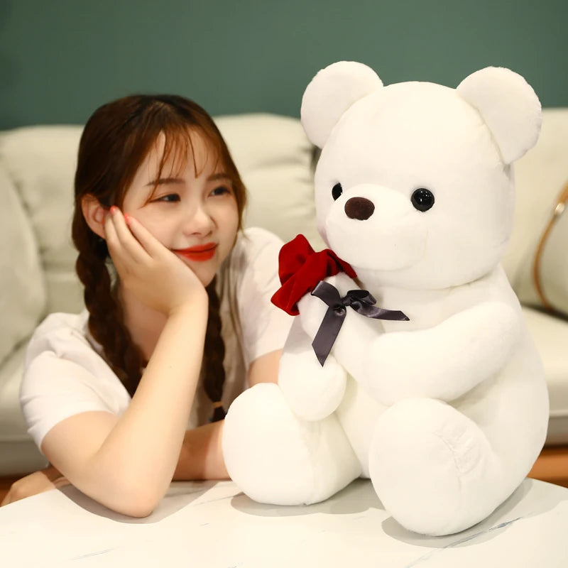 Super Cute Kawaii Teddy Bear Plushie with a Rose. Sizes 23cm, 35cm & 45cm.