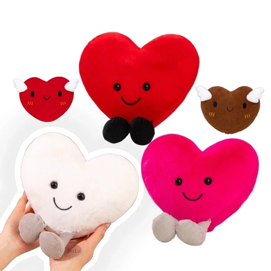 Adorable Love Heart Pillow Plushies in Red, White & Vibrant Pink. From 15cm to 35cm.