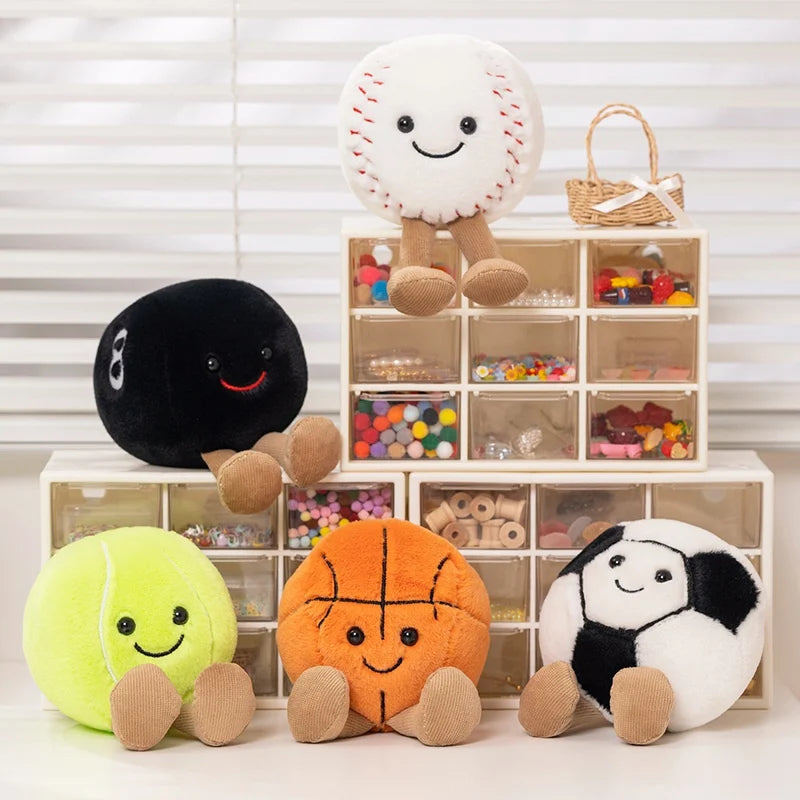 Cute Plushie Baseball, 8 Ball, Football, Basketball, Tennis 10cm