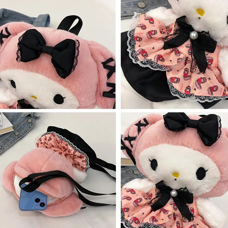 My Kawaii Sanrio Kuromi Lolita Plushie Backpack/Handbags/Slippers and Neck Pillow.