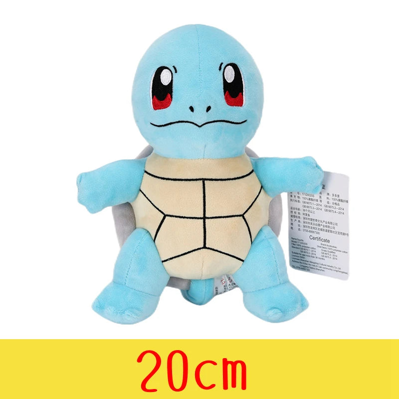 Your Favourite Collection of Pokemon Plushies. Pikachu, Charmander, Squirtle, Bulbasaur and many more! Choose Your Size!