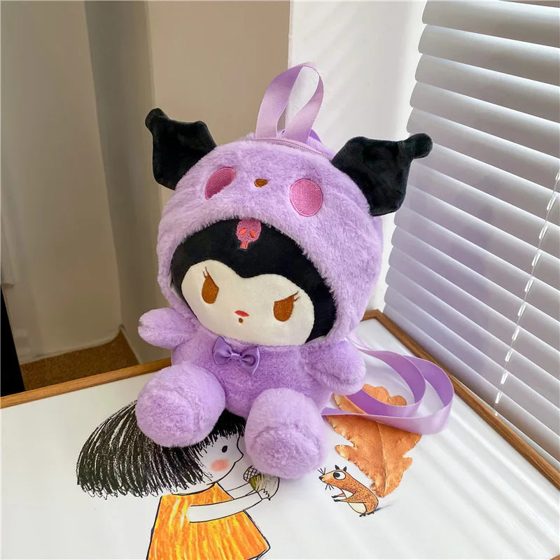 My Kawaii Sanrio Kuromi Lolita Plushie Backpack/Handbags/Slippers and Neck Pillow.