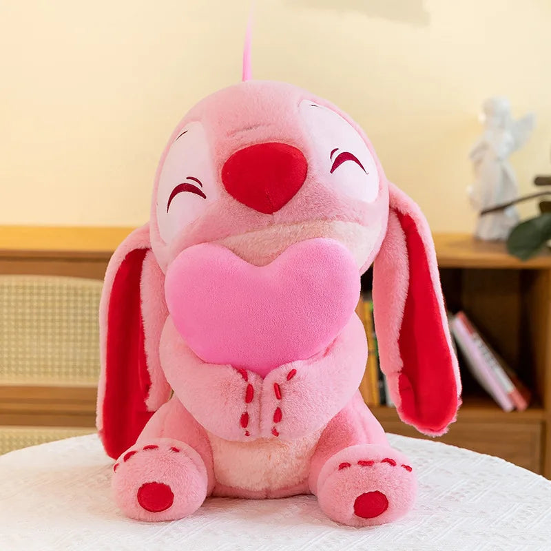 Disney Angel or Stitch Cuddle Heart Plushies in Blue and Pink. 30cm and 45cm.