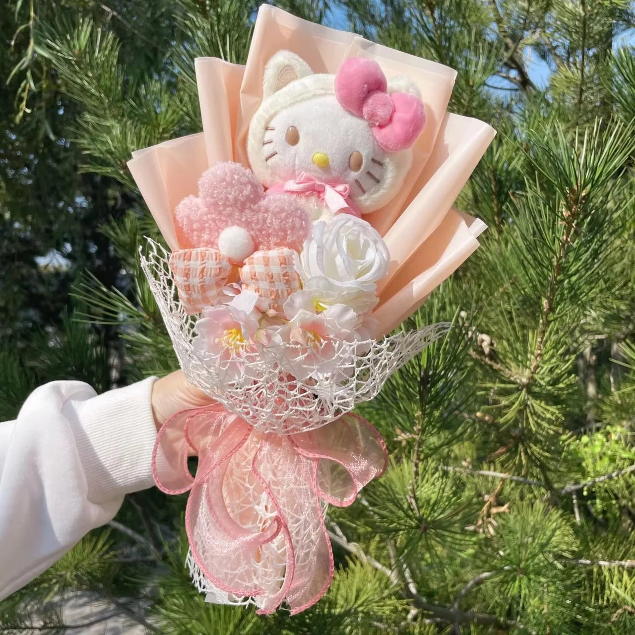 My Melody Kuromi Cinnamoroll Cat Plush Doll Creative Flower Bouquet. Choose out of 28 Bouquets.