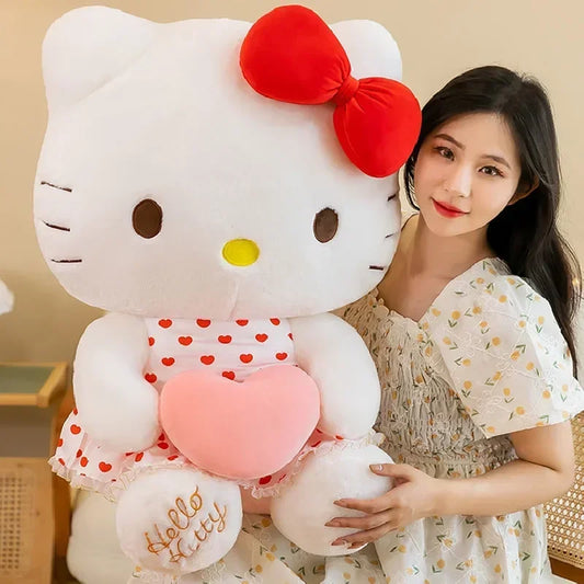 Amazingly Squeezy Sanrio Hello Kitty Love Heart Plushies in Sizes 40cm, 50cm & 60cm.