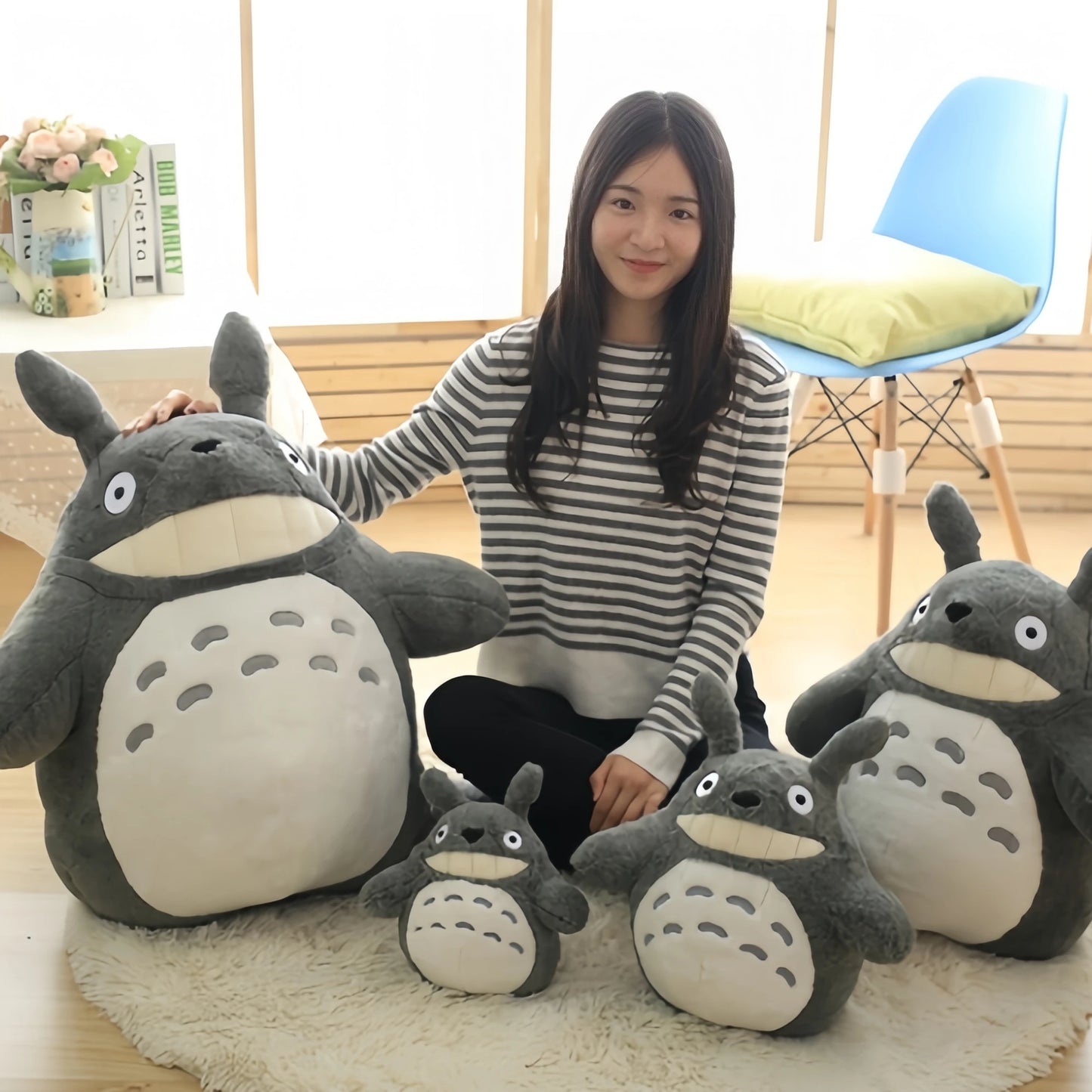 Our Favourite Sqiggy Totoro Plushie. From a Selection of sizes: 30cm, 40cm, 55cm and 70cm.